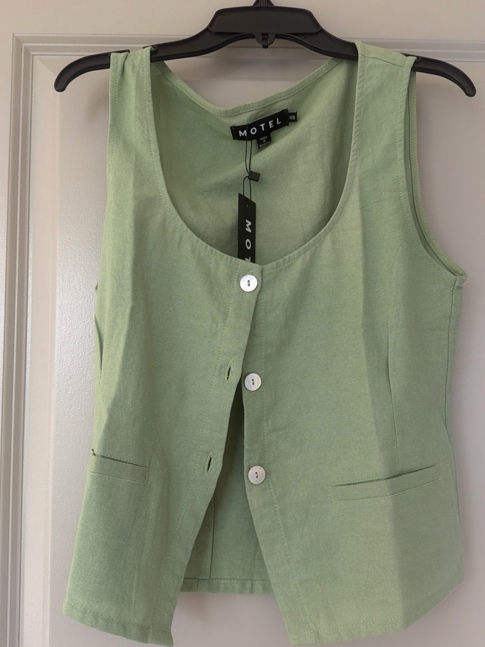 Motel Rocks Mint Green Sleeveless Button-Front Vest Top